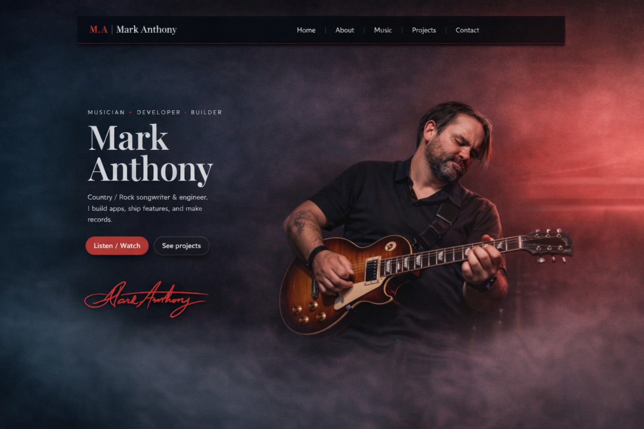 Mark Anthony landing page mock